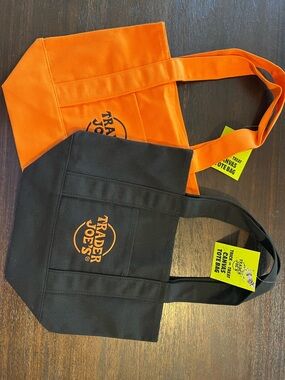 Trader Joe's Mini Tote Bag - Black with Orange Logo